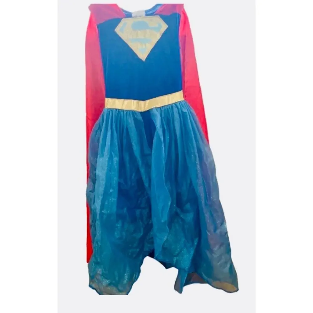 DC Super Hero Girls Supergirl Costume Dress Cape & Accessories NWOT Medium 2017
